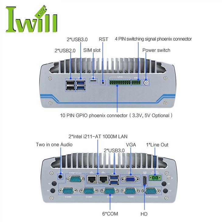 Intel Core I3 I5 I7 X86 Fanless PC
